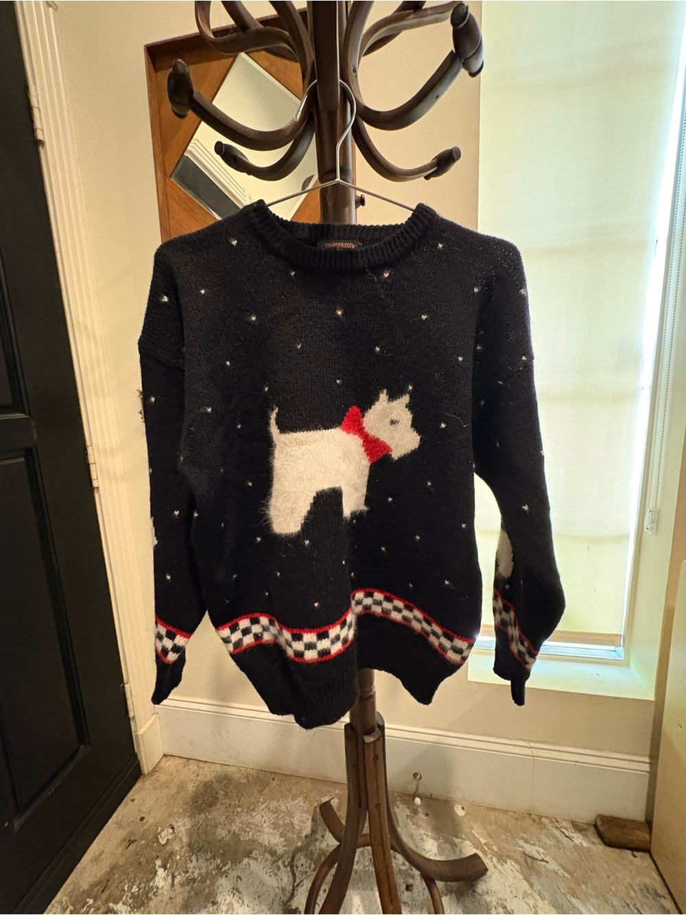 Vintage 90s Charter Club Scottie Dog Holiday Novelty Knit Sweater